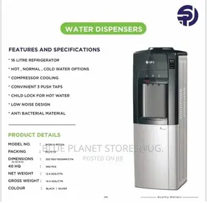 SPJ (Hot, Normal $ Cold) Water Dispenser With Refrigerator.