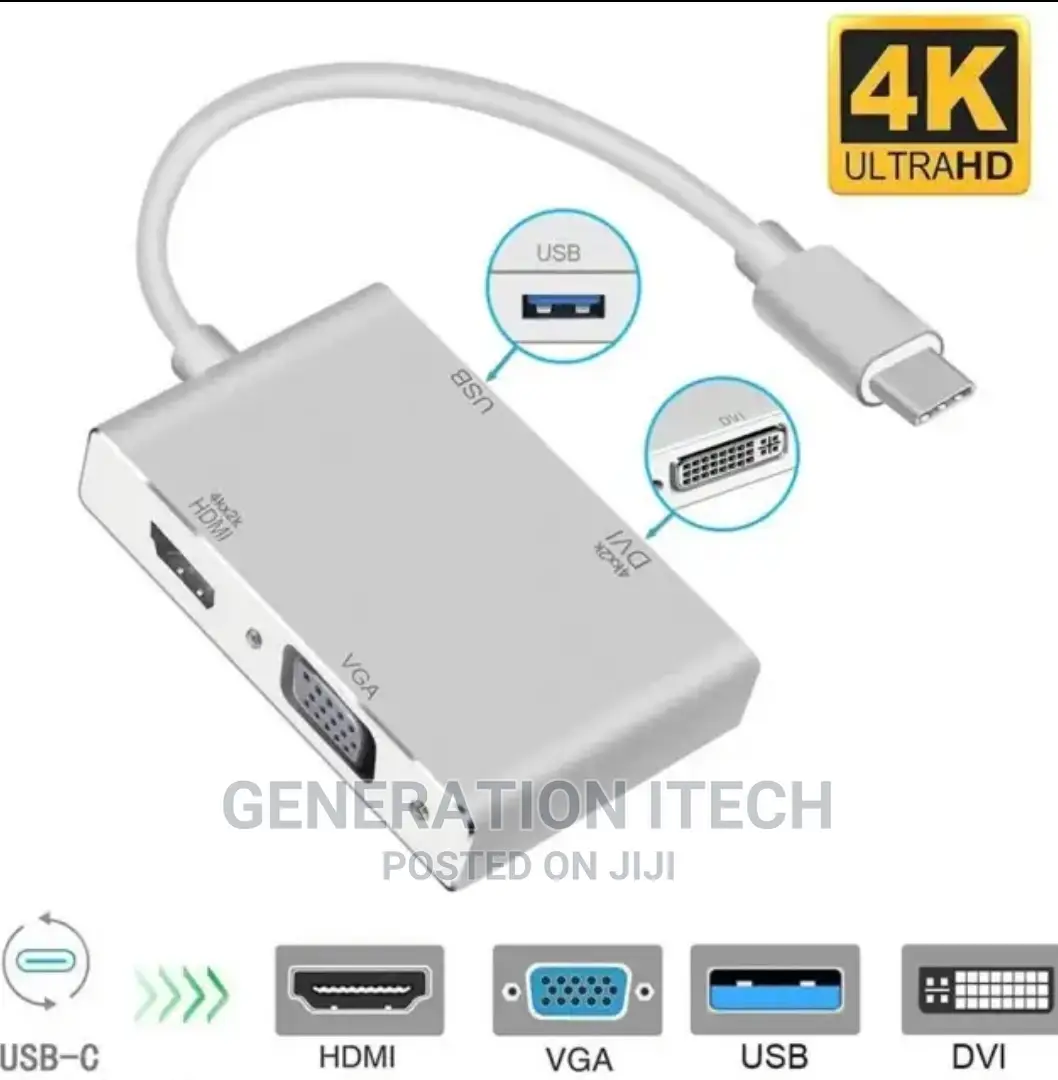 Type C to Hdmi, VGA, Dvi, Usb 3.0 Adapter 4 in 1
