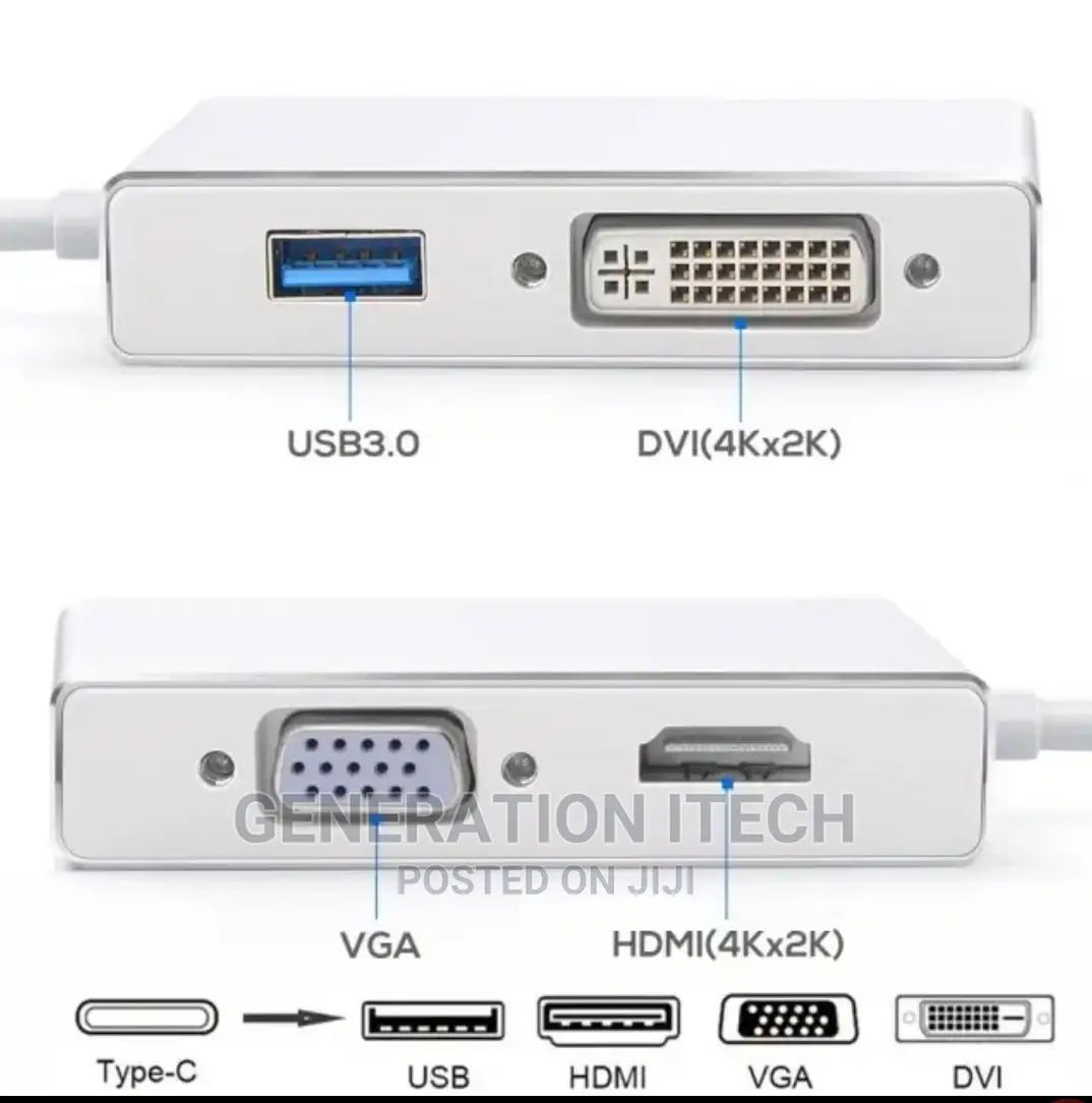Type C to Hdmi, VGA, Dvi, Usb 3.0 Adapter 4 in 1