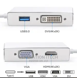Type C to Hdmi, VGA, Dvi, Usb 3.0 Adapter 4 in 1