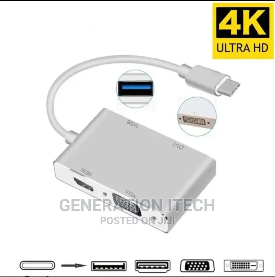 Type C to Hdmi, VGA, Dvi, Usb 3.0 Adapter 4 in 1
