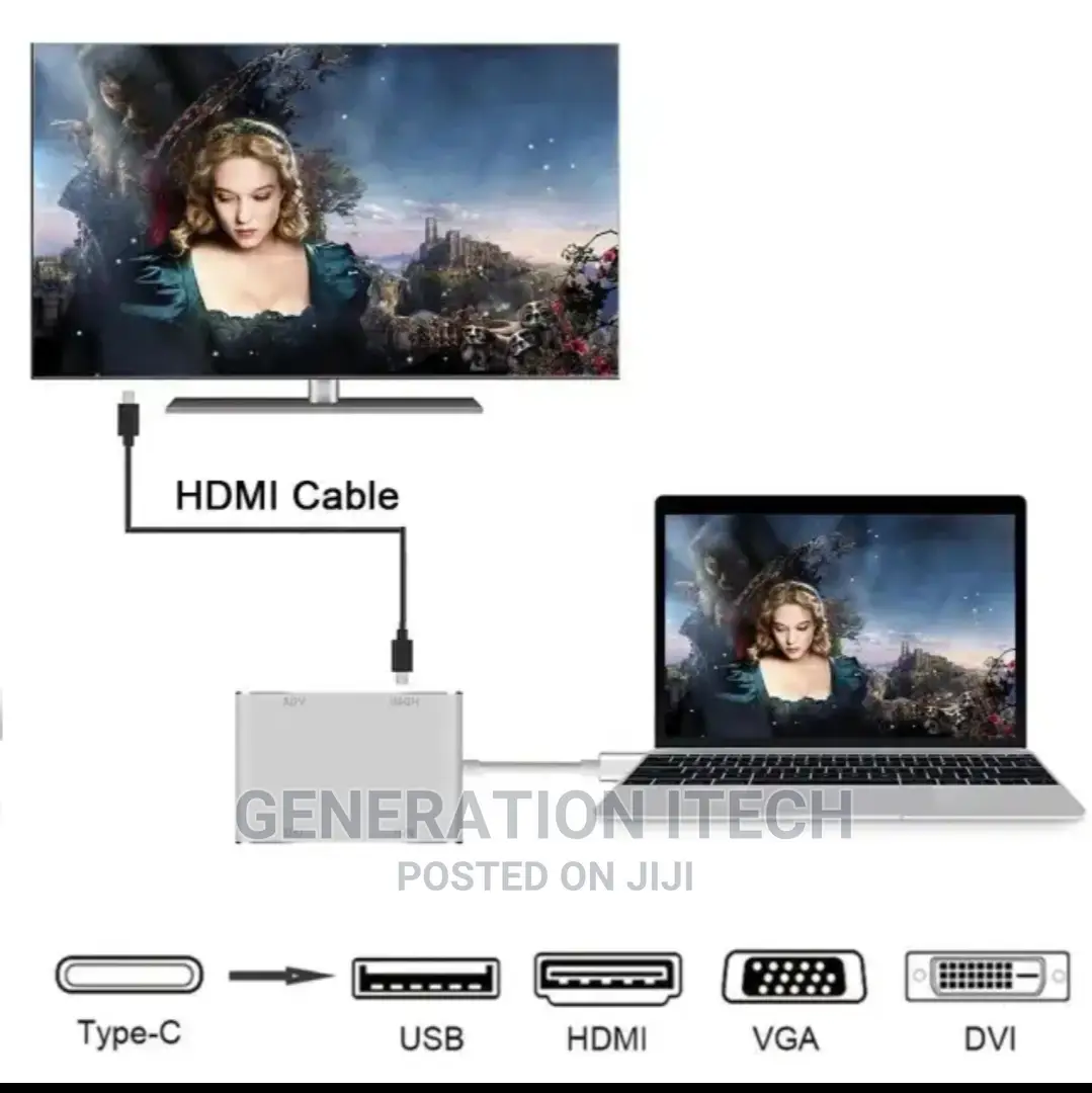 Type C to Hdmi, VGA, Dvi, Usb 3.0 Adapter 4 in 1