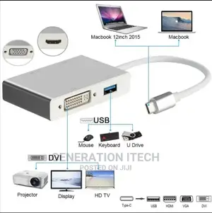 Type C to Hdmi, VGA, Dvi, Usb 3.0 Adapter 4 in 1