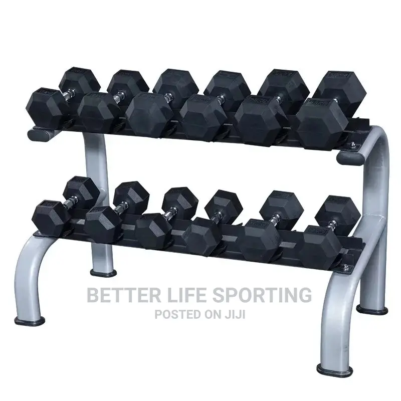 5 Kg Black Hexagonal Dumbbells