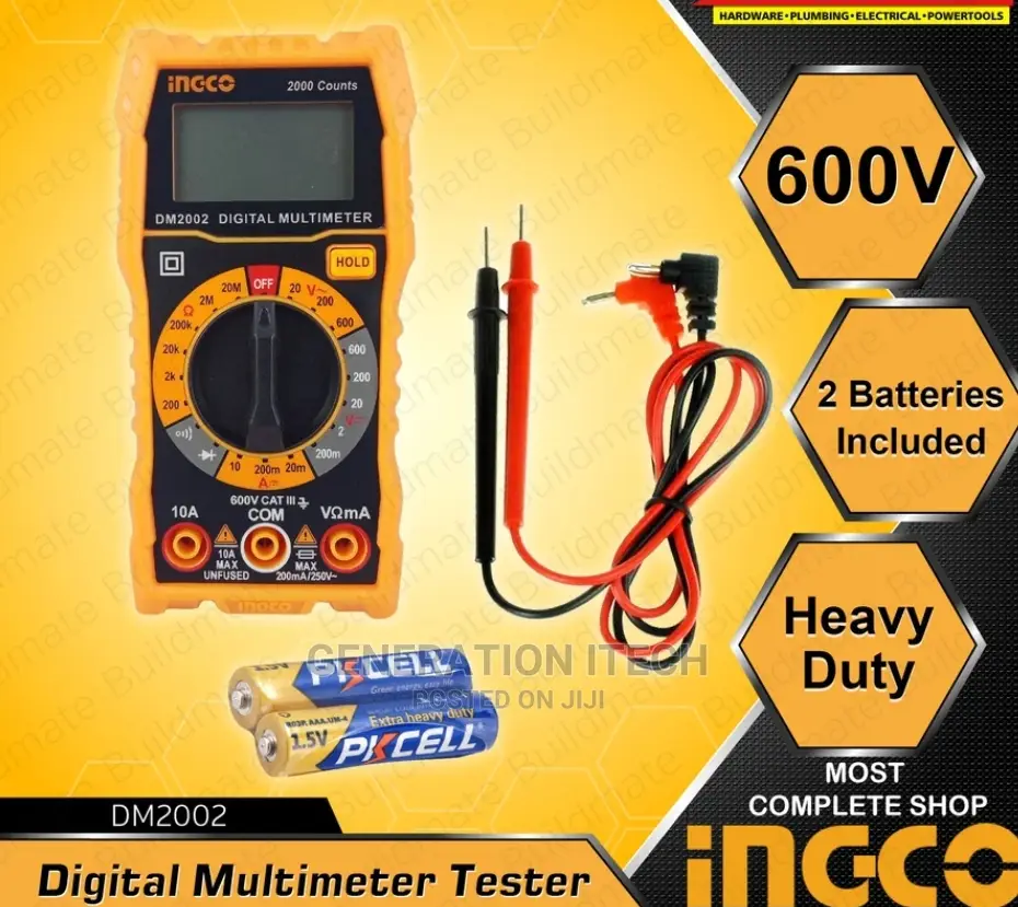 Ingco Digital Multimeter Tester Cat.Iii 600V Dm2002