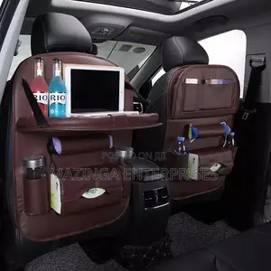 Pure Leather Car Back Seat Organizer With Foldable Table