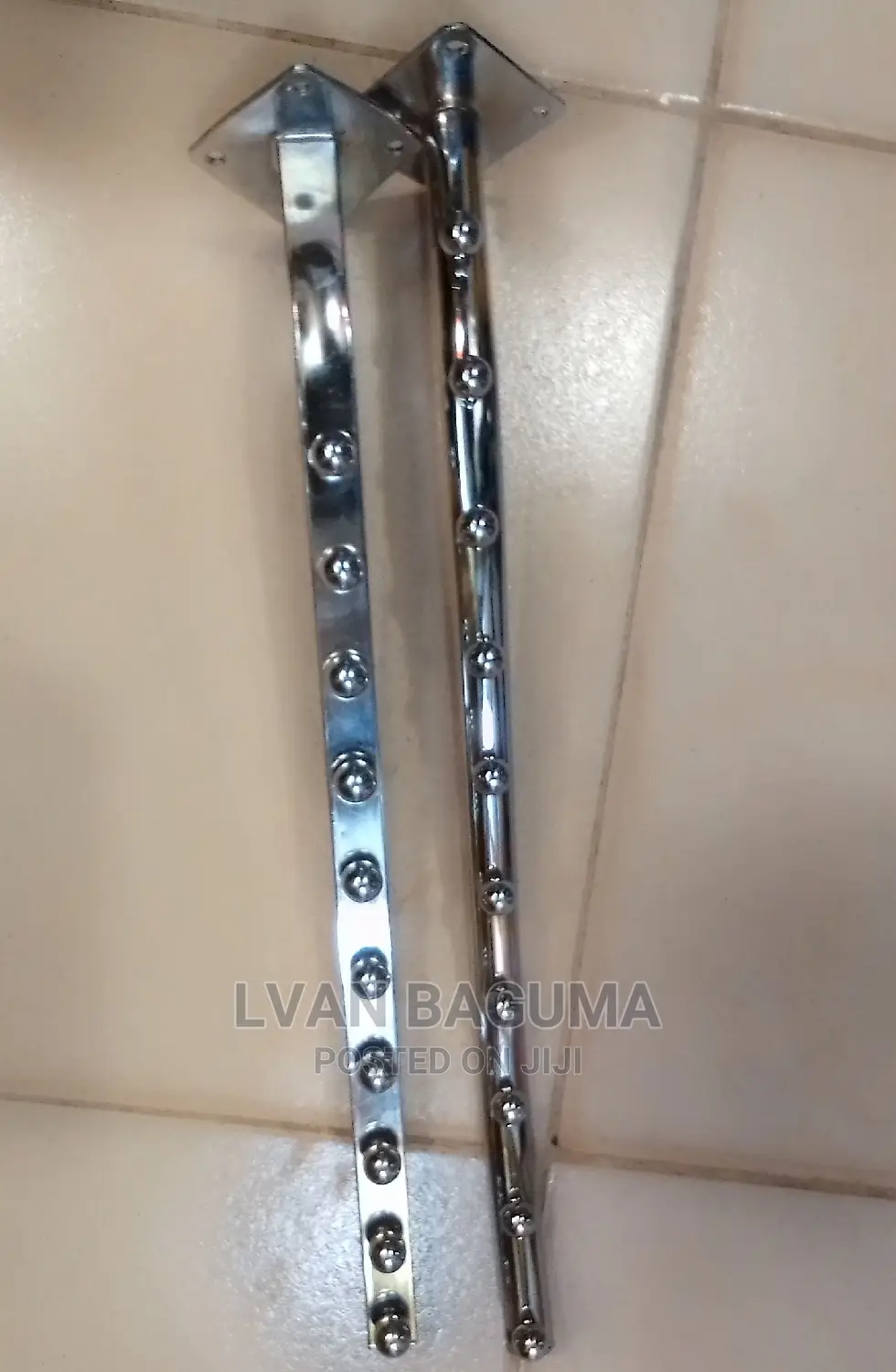 Wall Mounted Hanger Holder Rod - With 10 Hooks