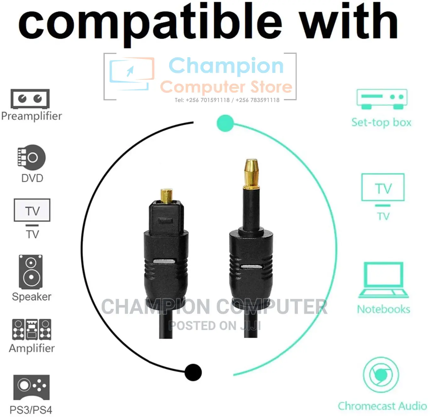 Digital Optical Fibre Audio Cable 3.5mm Aux Male -1.5M