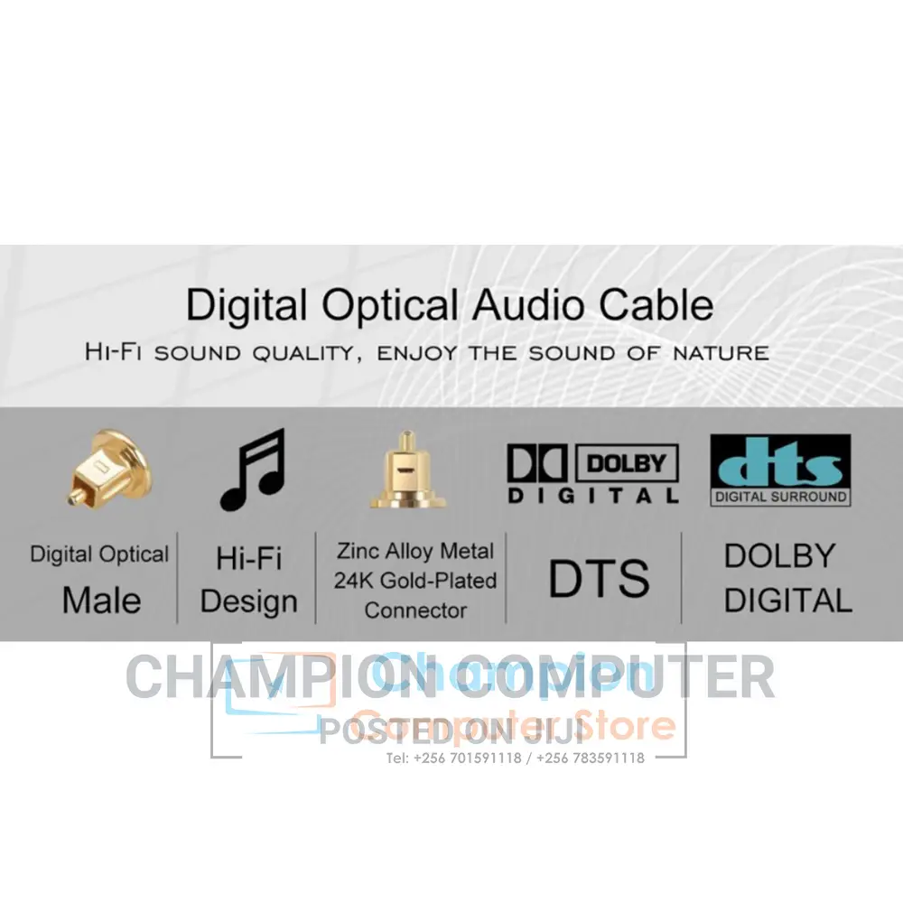 Digital Optical Fibre Audio Toslink Male to Male Cable -1.5m