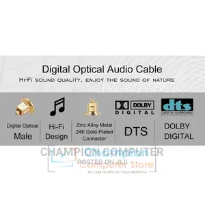 Digital Optical Fibre Audio Toslink Male to Male Cable -1.5m