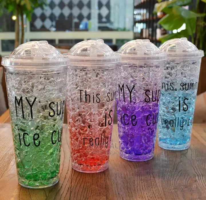 Summer Ice Glasses With Cover and Straw