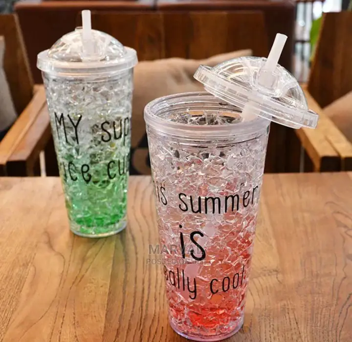Summer Ice Glasses With Cover and Straw