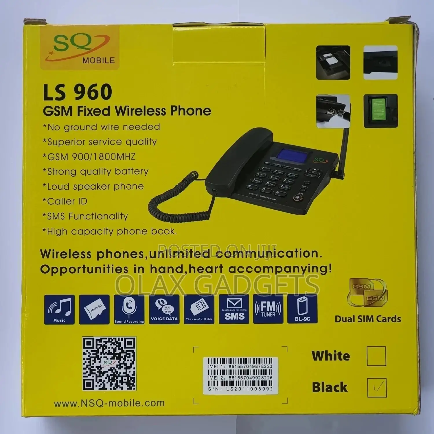 SQ LS 960 Dual Sim Desk Phone Landline, FM Radio, Recording