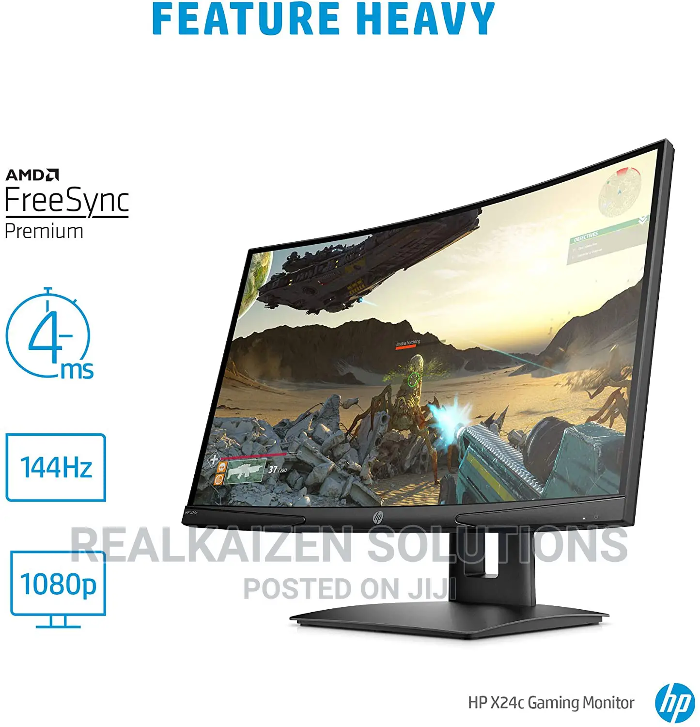 HP X24C Curved 144hz FHD AMD Freesync Premium Gaming Monitor