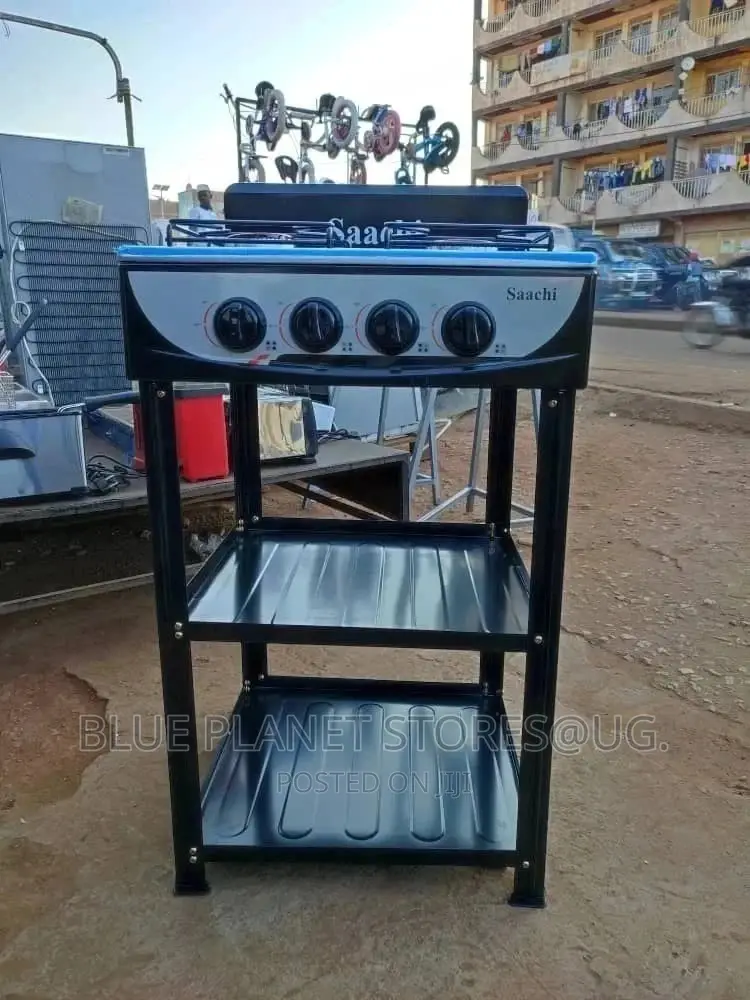 Saachi 4 Gas Burner Stove With Metalic Stand +Storage Racks