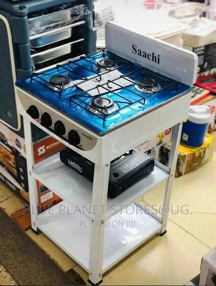 Saachi 4 Gas Burner Stove With Metalic Stand +Storage Racks