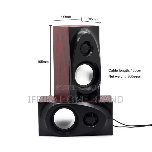 Wooden Desktop Speakers 3.5mm AUX Input USB