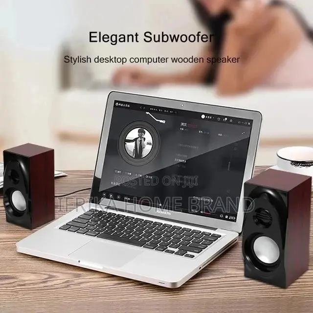 Wooden Desktop Speakers 3.5mm AUX Input USB
