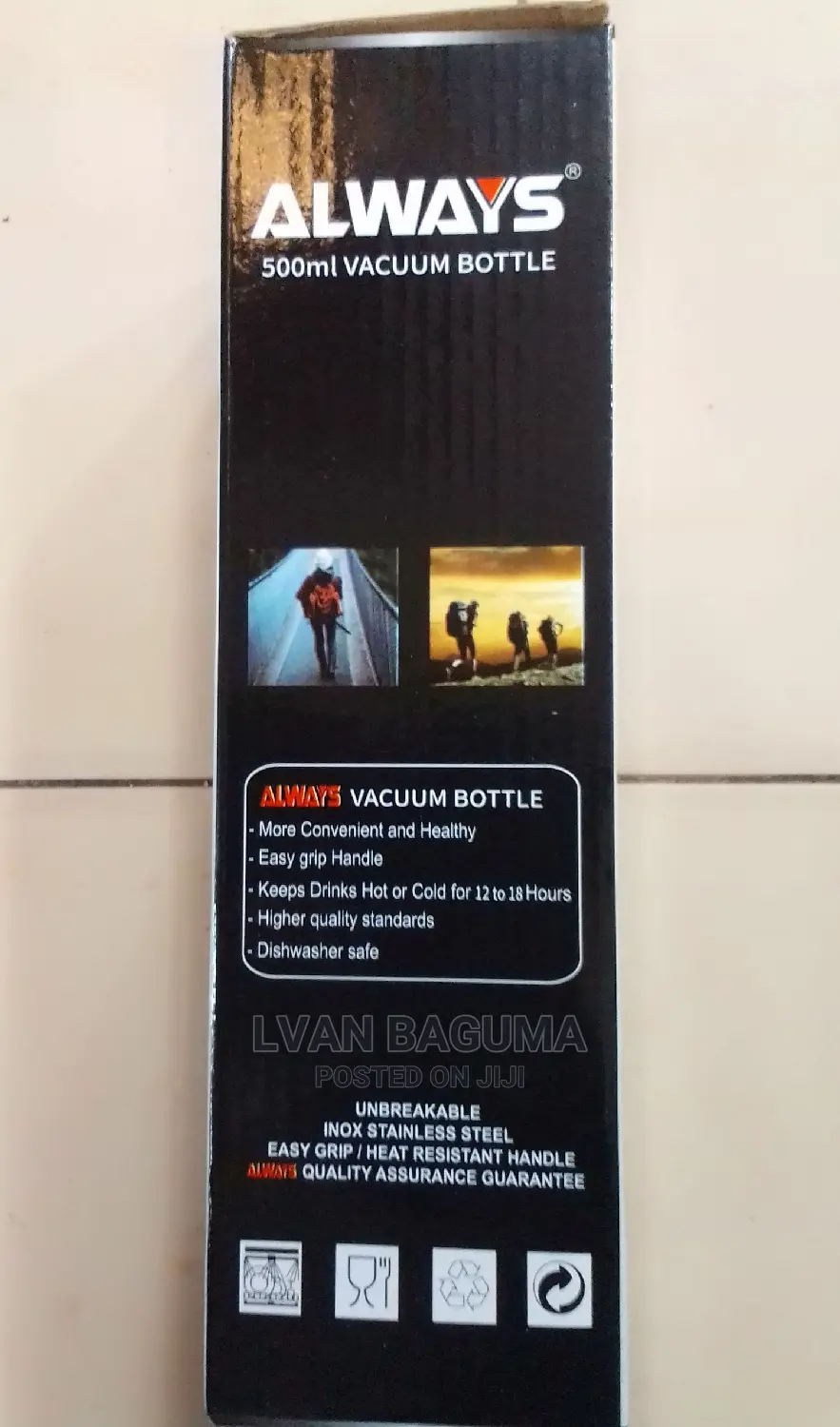 Always 500ml Vaccum Bottle - Stainless Steel, Unbreakable