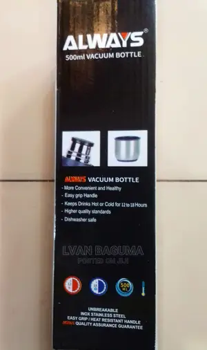 Always 500ml Vaccum Bottle - Stainless Steel, Unbreakable