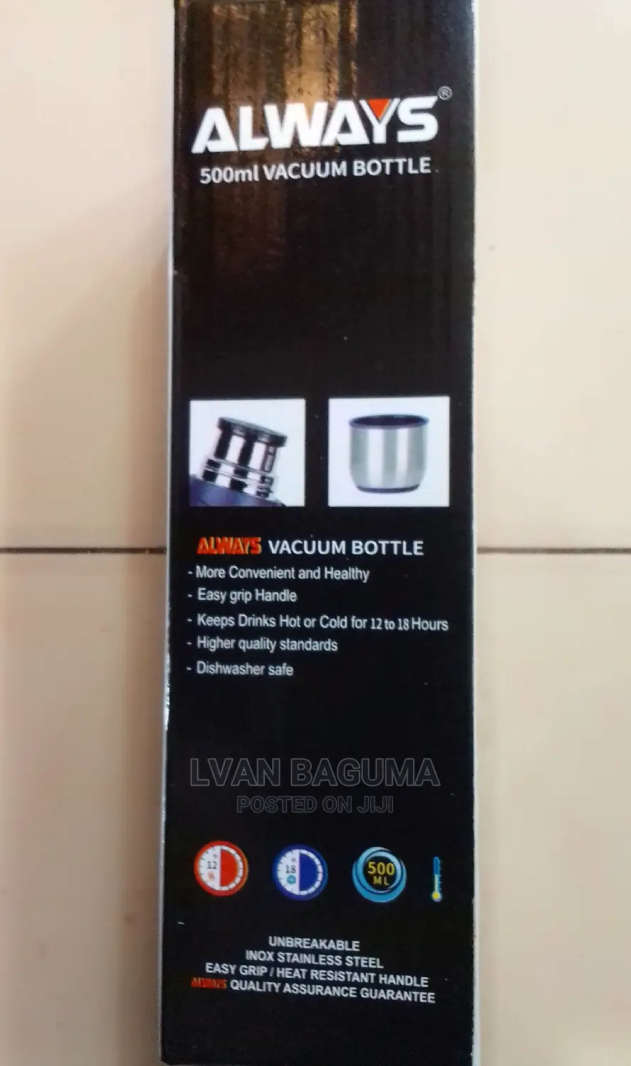 Always 500ml Vaccum Bottle - Stainless Steel, Unbreakable