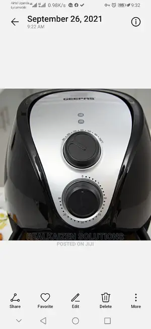 Geepas 3.2L Air Fryer With Overheat Protection 1350W