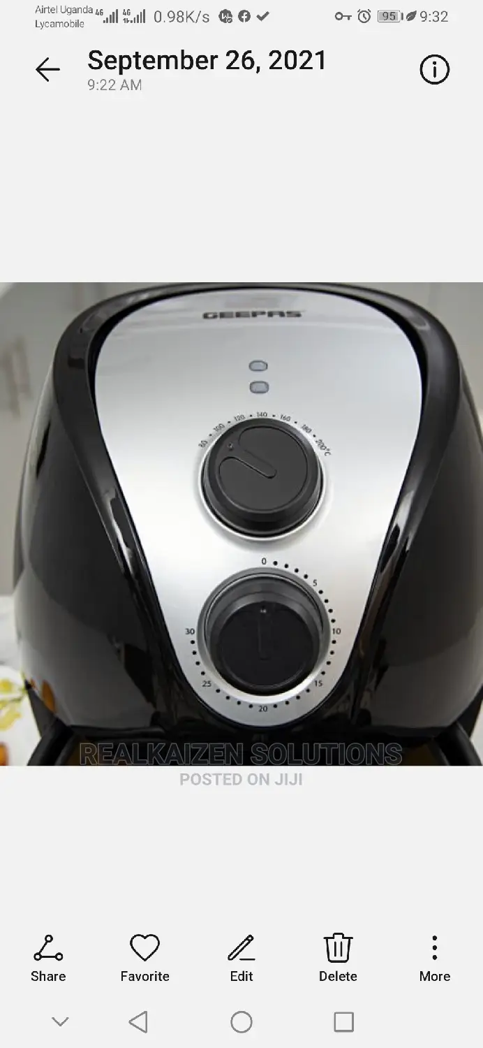 Geepas 3.2L Air Fryer With Overheat Protection 1350W