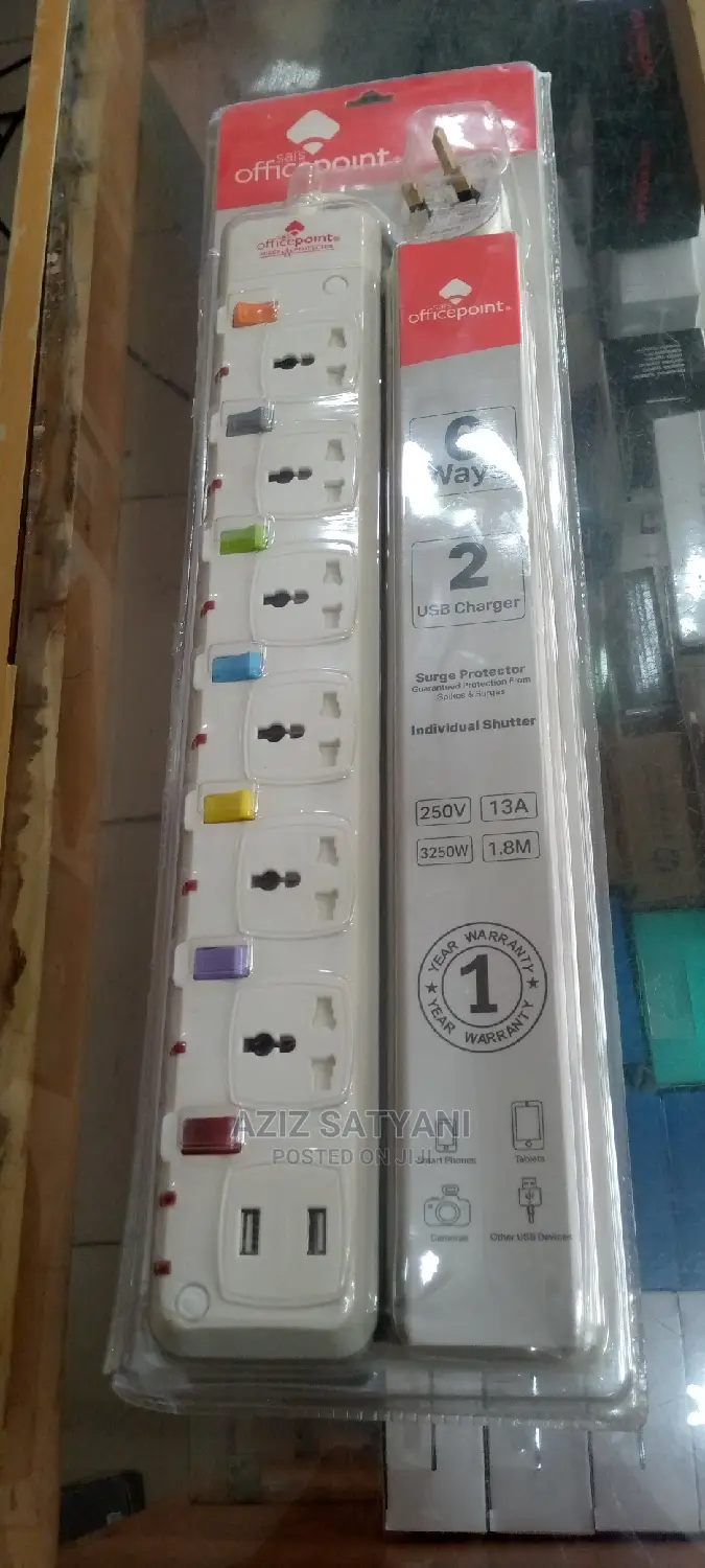 Office Point 6ways Extension Bar 2 Usb Charger
