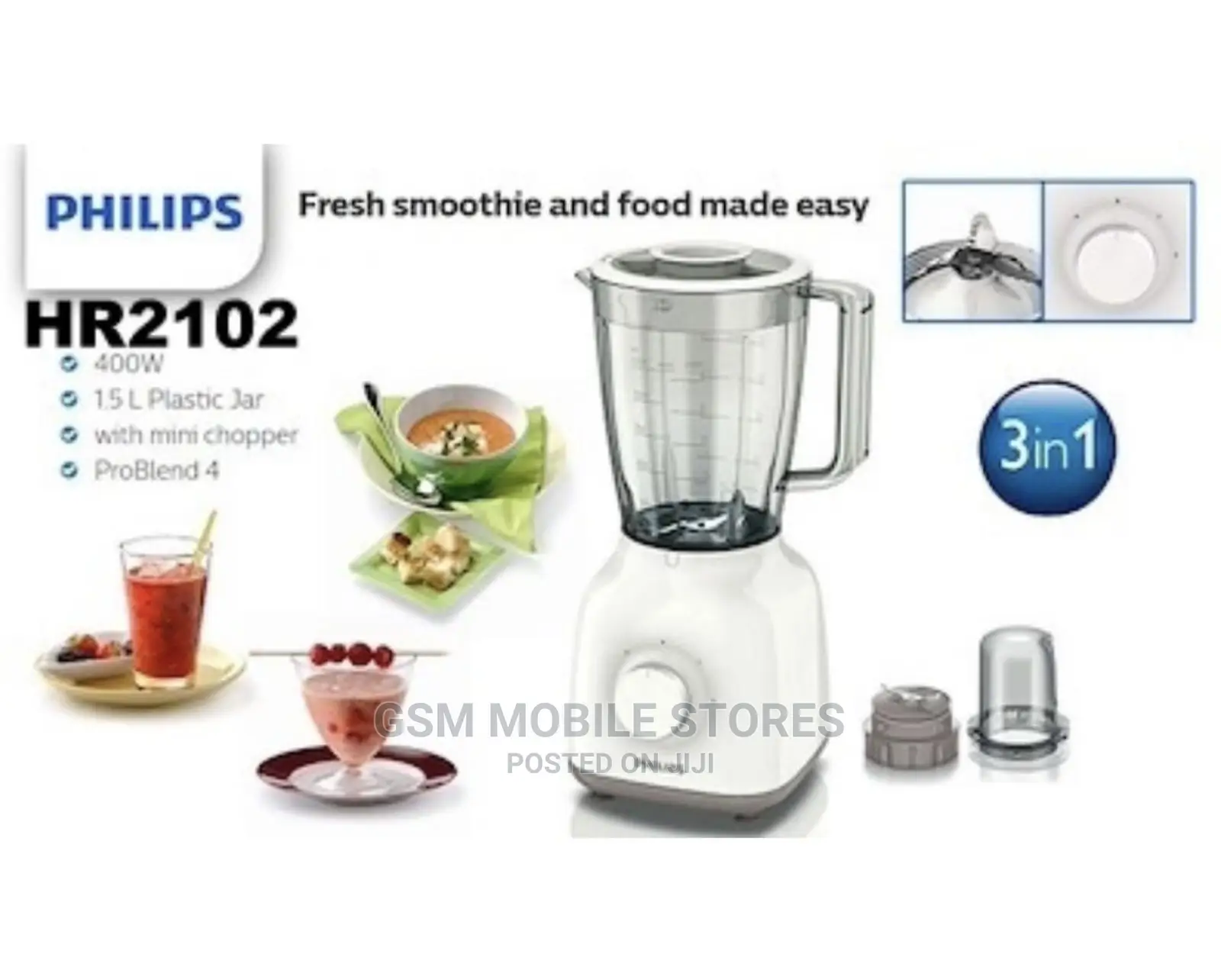 Philips Daily Collection Blender 3 In1 – 400 Watts