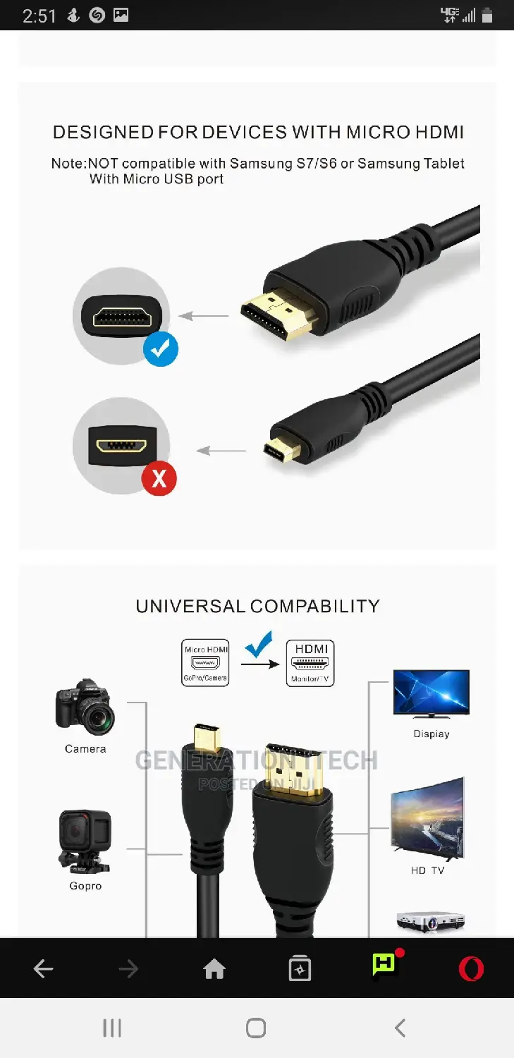 Micro Hdmi to Hdmi Cable