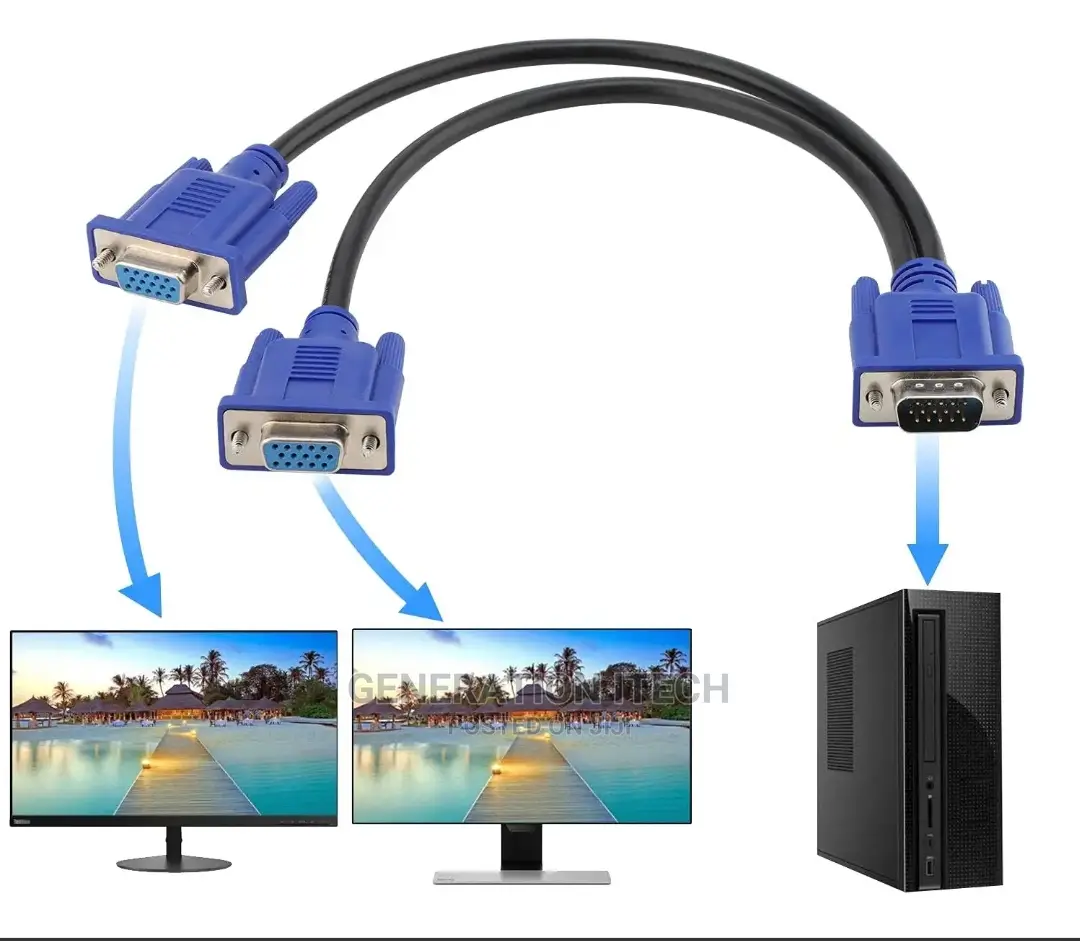 Vga Y Splitter Cable - Conect Two Displays To One Source
