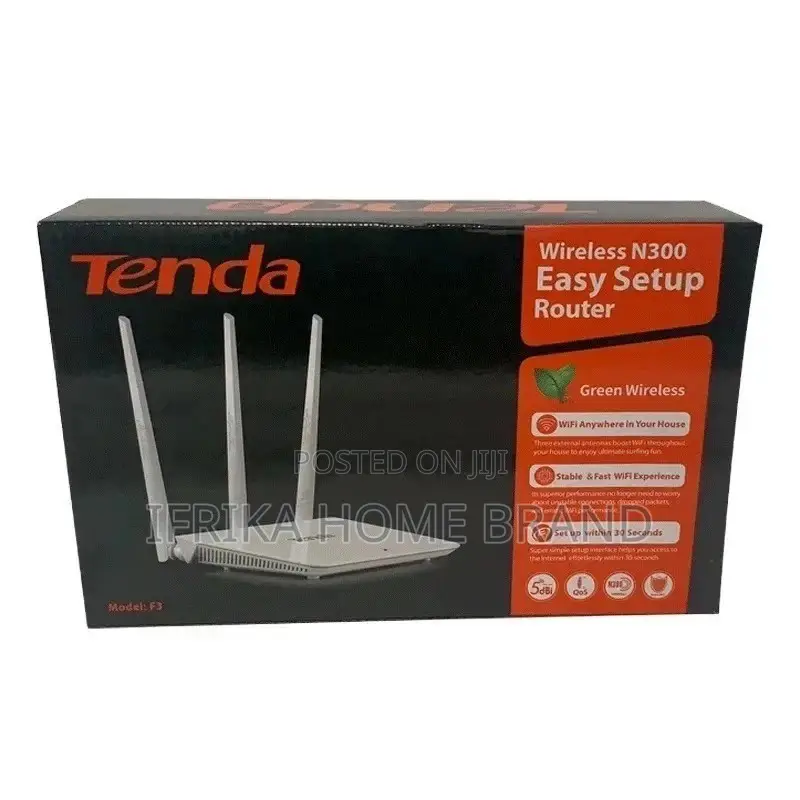 Tenda F3 300mbs Wireless Home Router 2.4ghz 3 Antennas