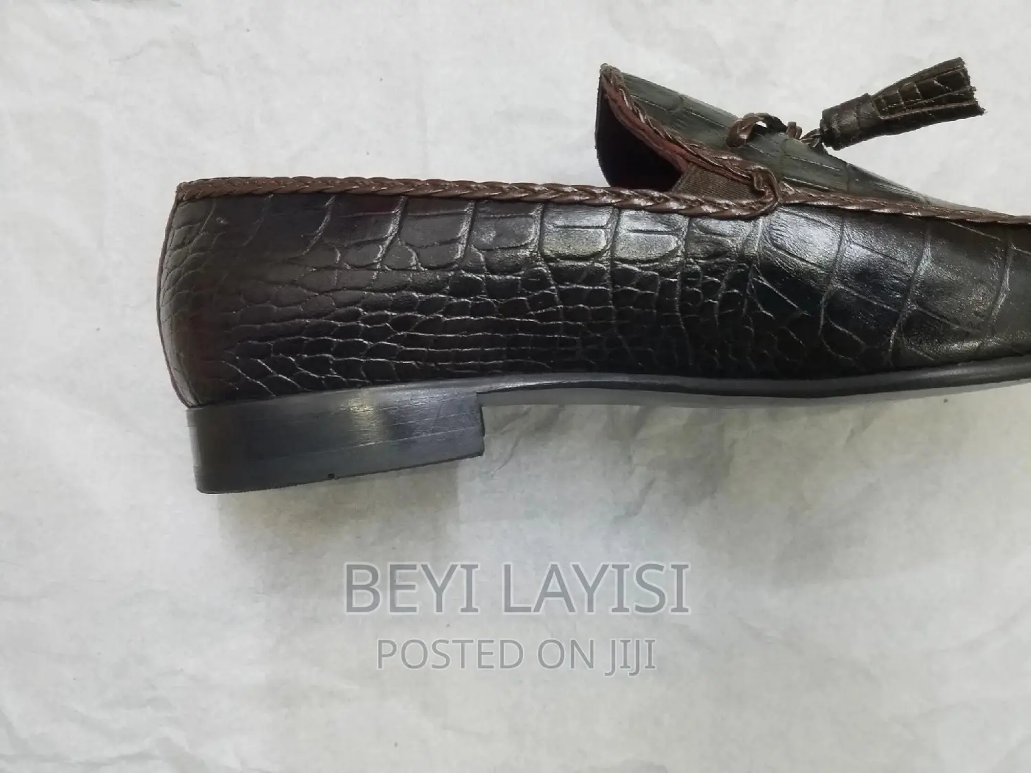 Italian Brown Faux Leather Shoes for Men