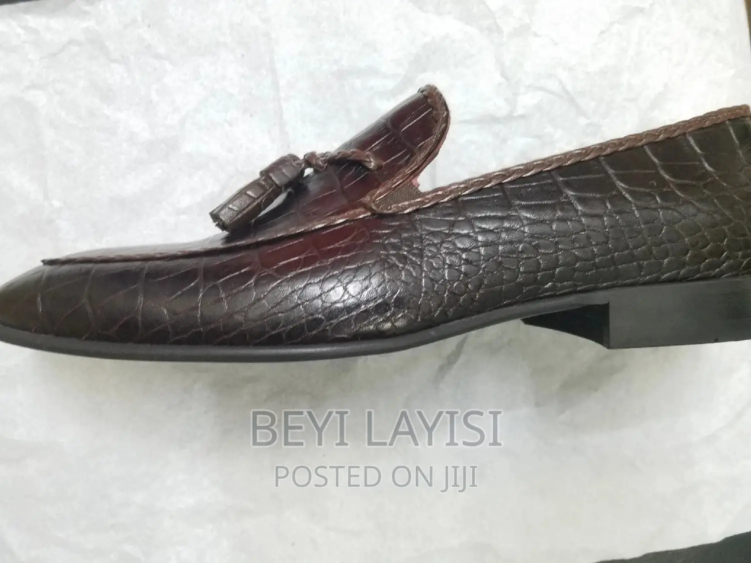 Italian Brown Faux Leather Shoes for Men