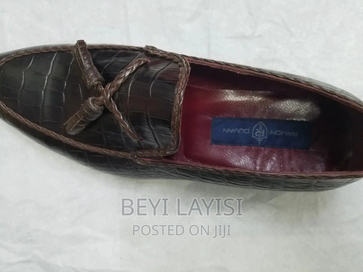 Italian Brown Faux Leather Shoes for Men
