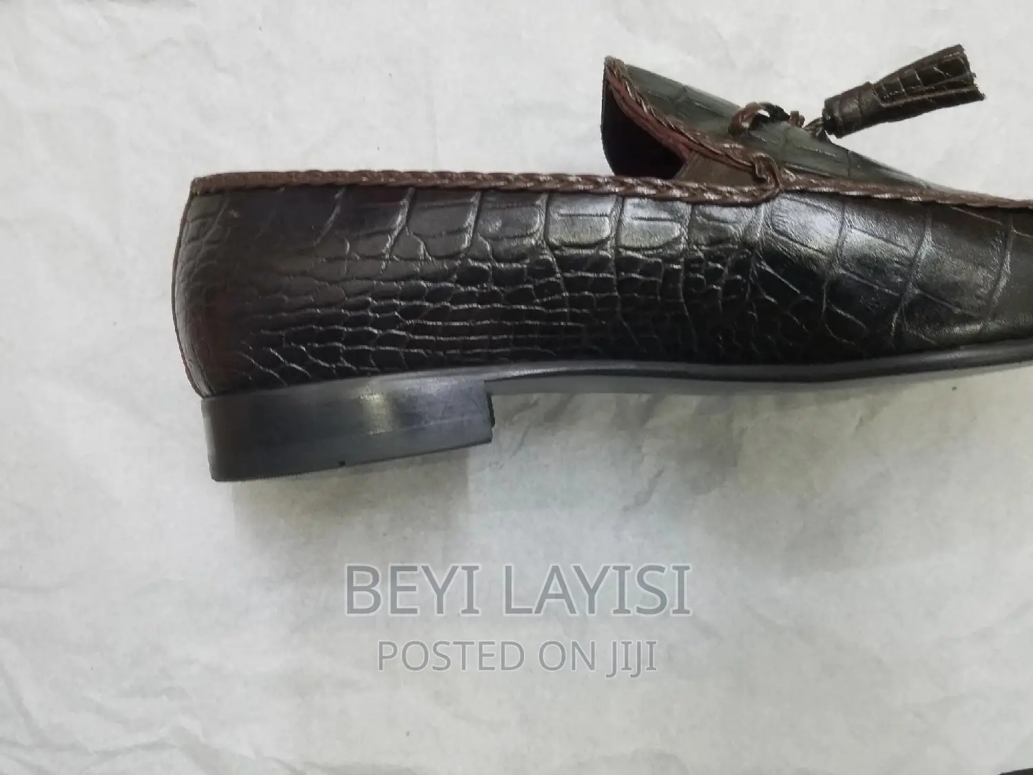 Italian Brown Faux Leather Shoes for Men