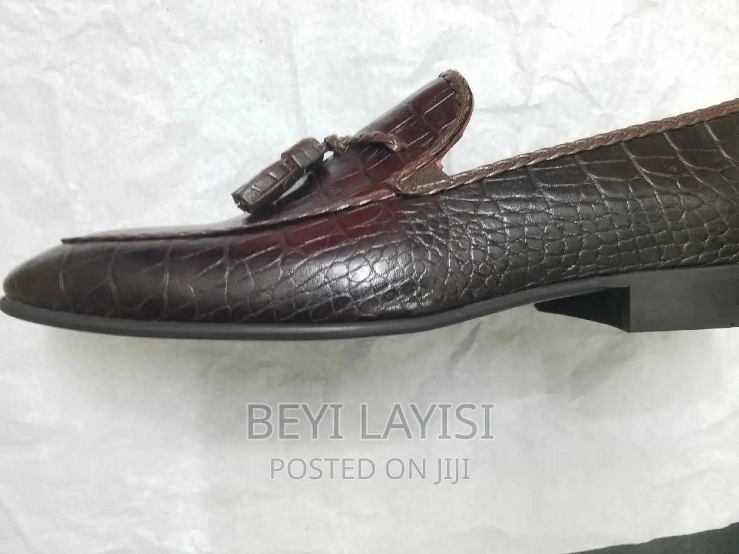 Italian Brown Faux Leather Shoes for Men