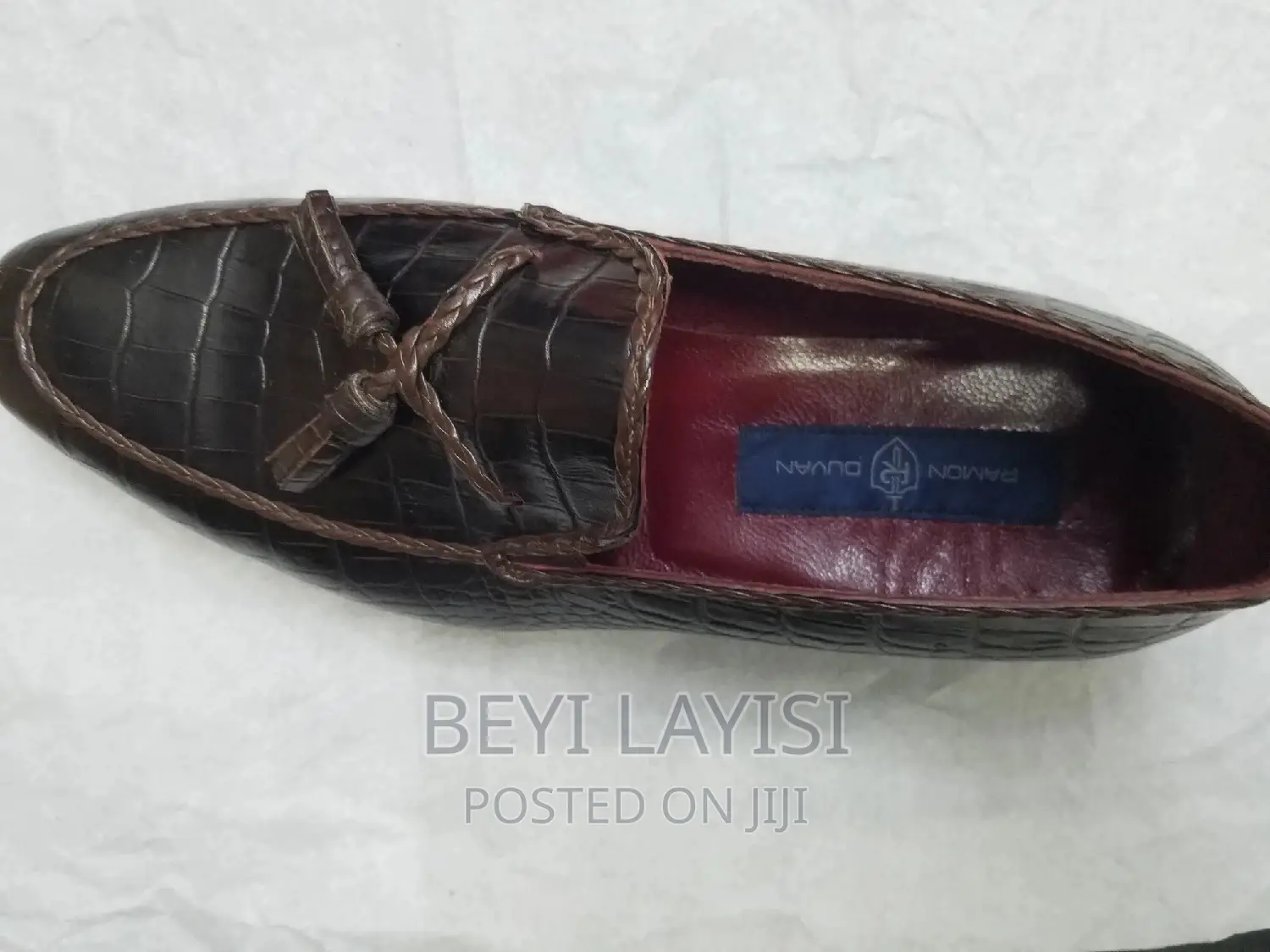 Italian Brown Faux Leather Shoes for Men