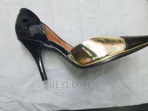 Brazilian Gold Black Shinny Leather Ladies Shoes