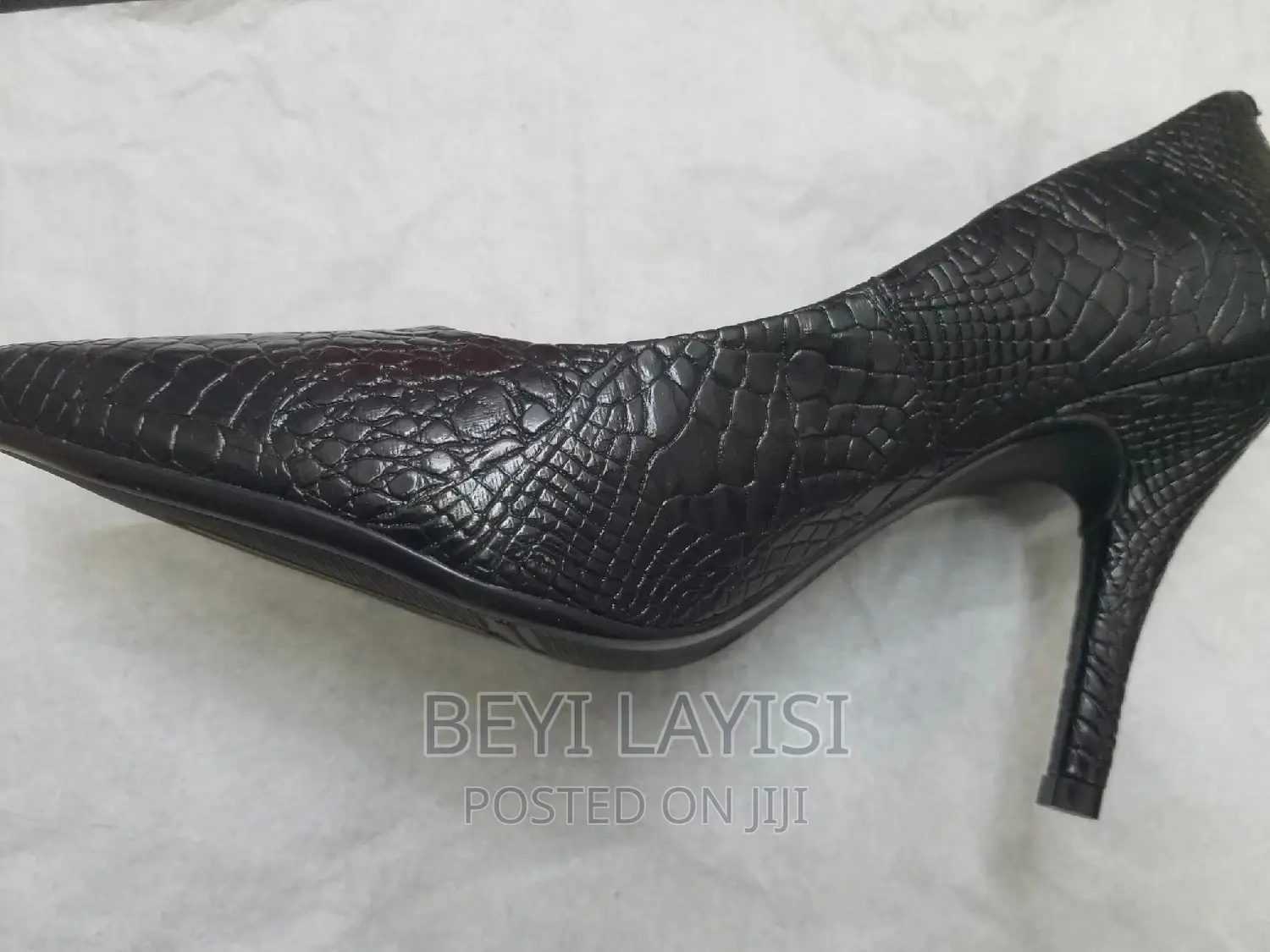 Pure Black Leather High Heels. Made in Brazil
