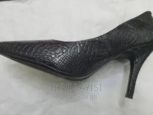 Pure Black Leather High Heels. Made in Brazil