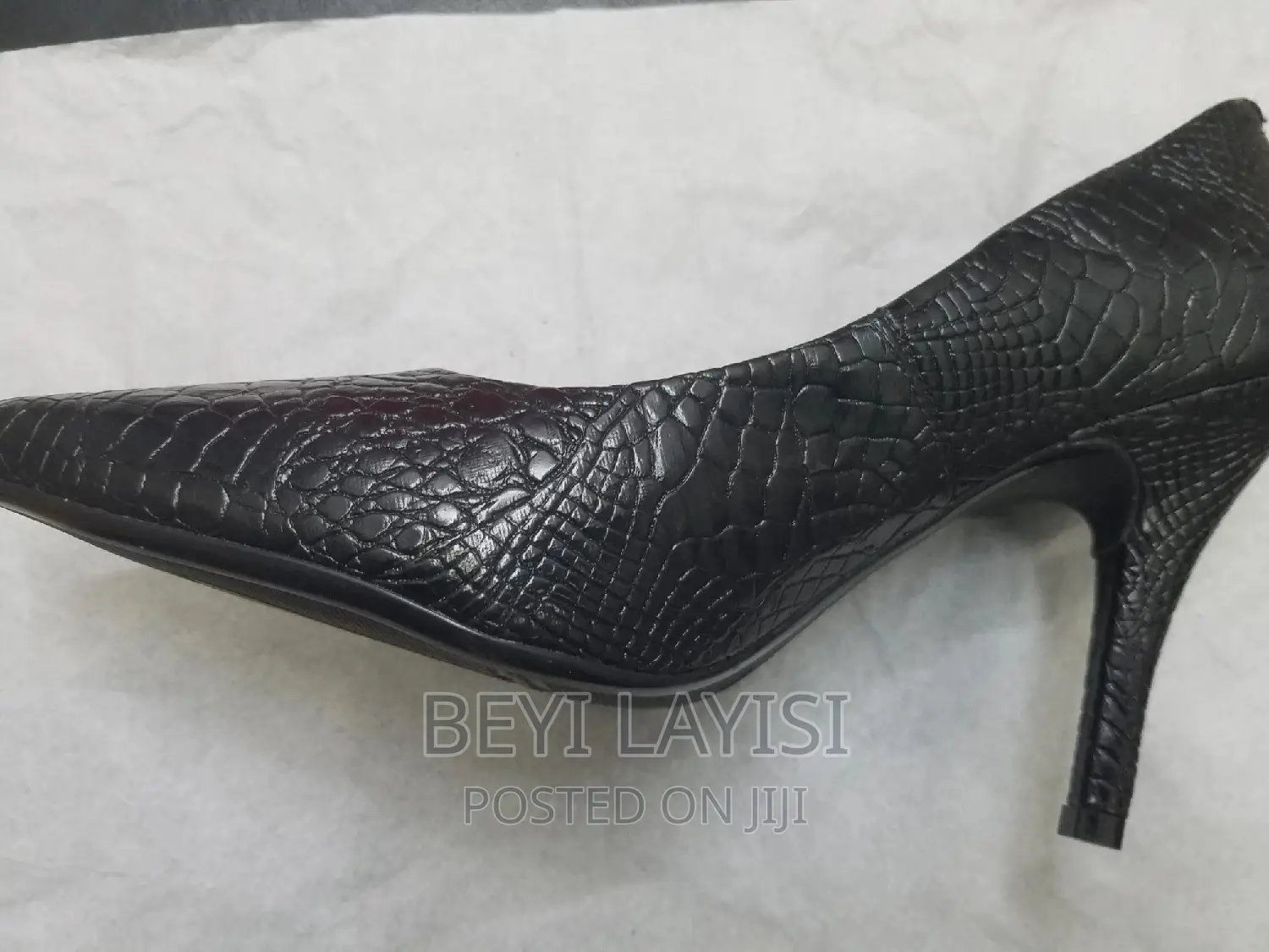 Pure Black Leather High Heels. Made in Brazil