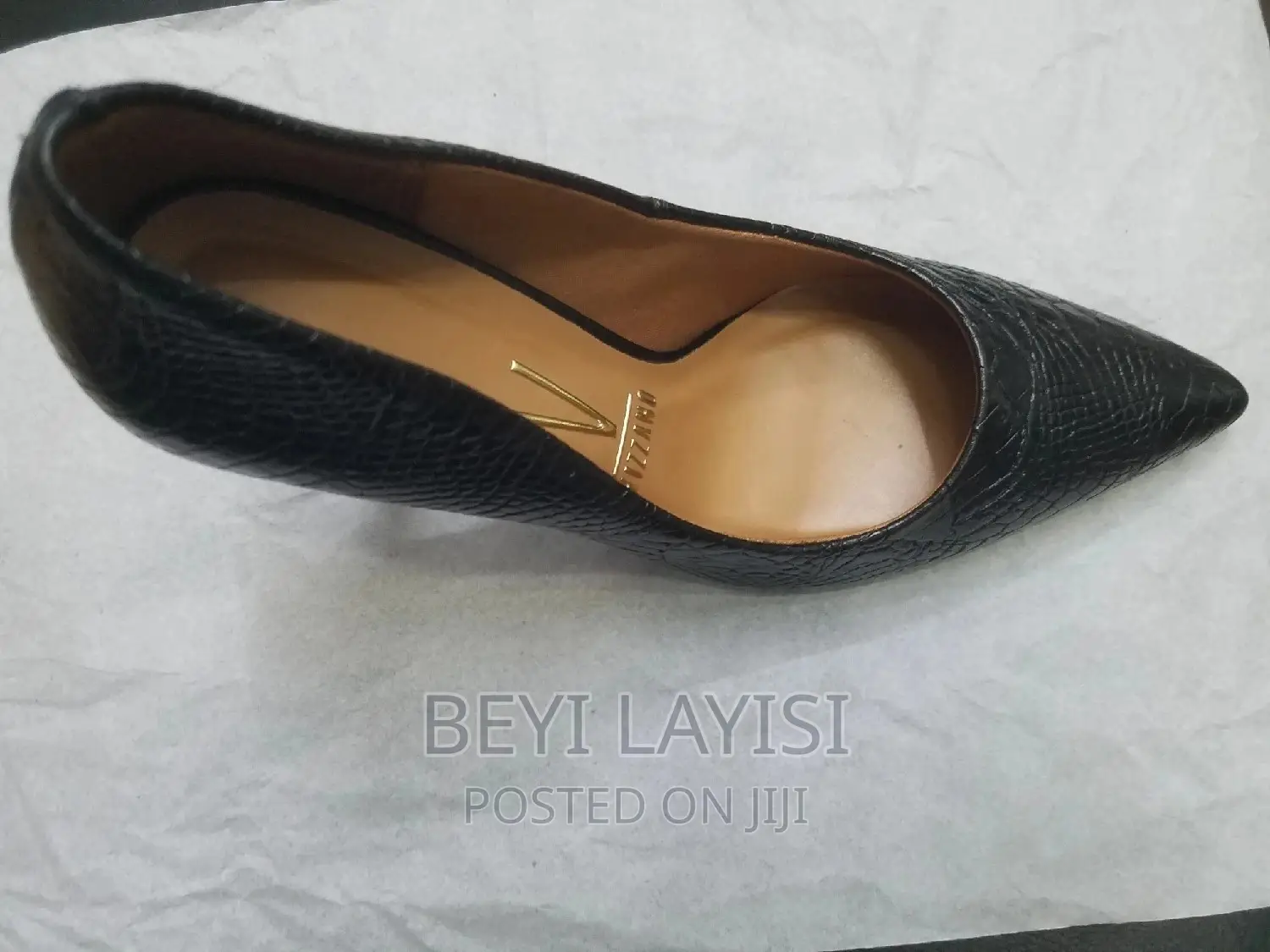 Pure Black Leather High Heels. Made in Brazil