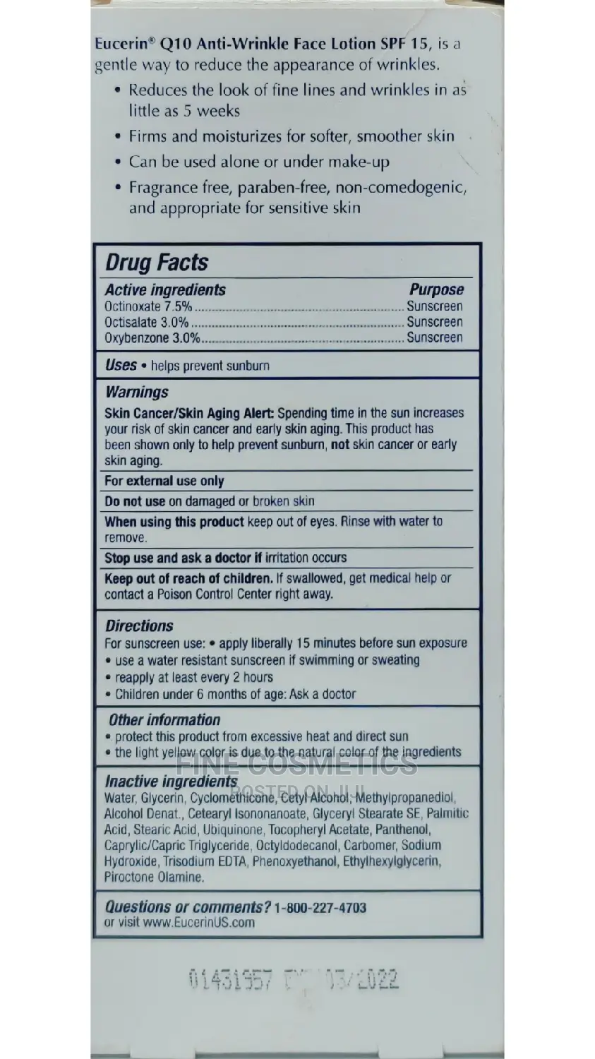 Eucerin Q10 Anti-wrinkle Face Lotion With SPF 15 Sunscreen