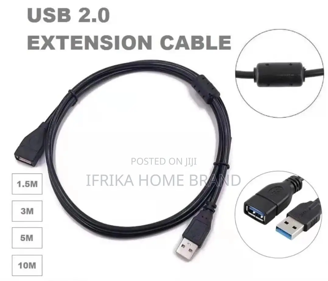 High Speed Black Usb 2.0 Extension Cable a Male to a Female