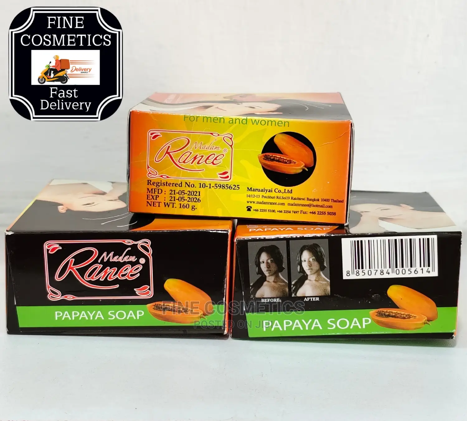 3PCS ORIGINAL MADAM RANEE Papaya Whitening Blackspots Soap