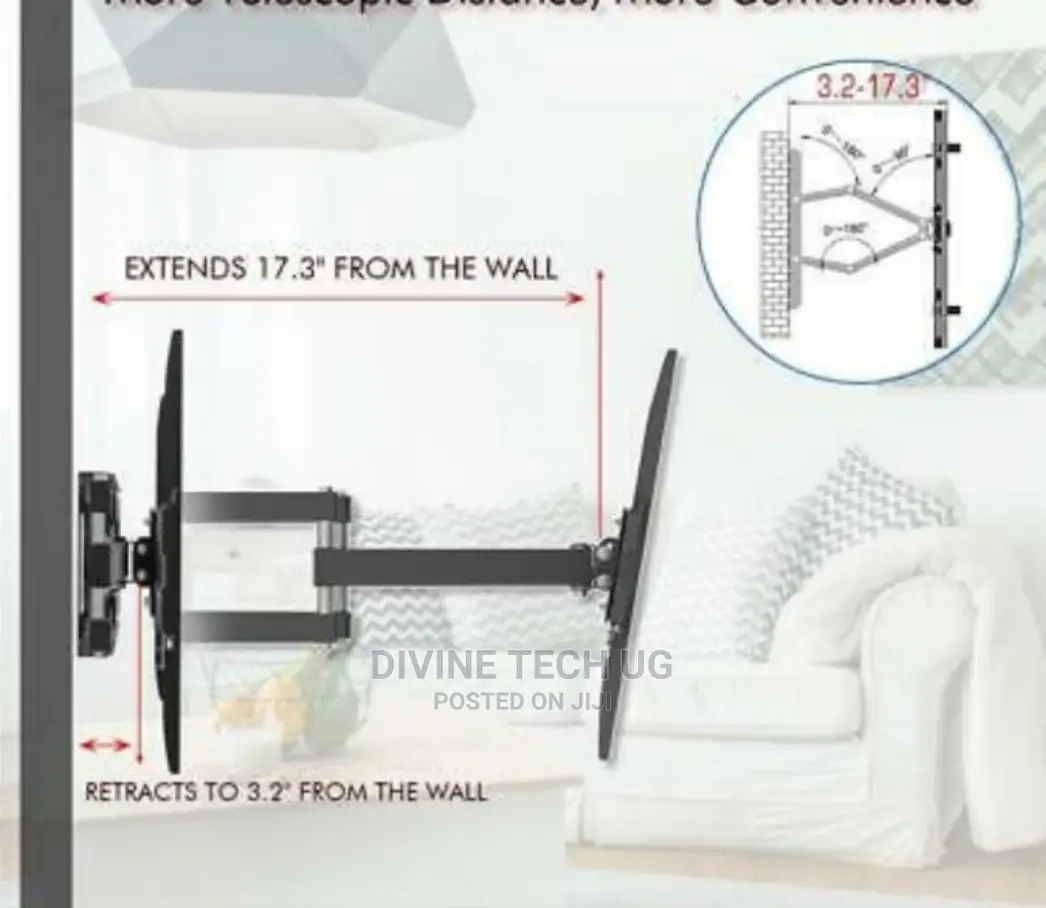 Double Arms TV Wall Bracket Mount Swivel Tilt For 32 To 70"