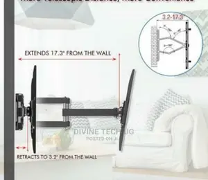 Double Arms TV Wall Bracket Mount Swivel Tilt For 32 To 70"