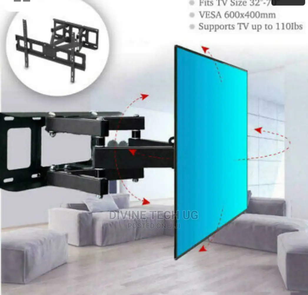 Double Arms TV Wall Bracket Mount Swivel Tilt For 32 To 70"