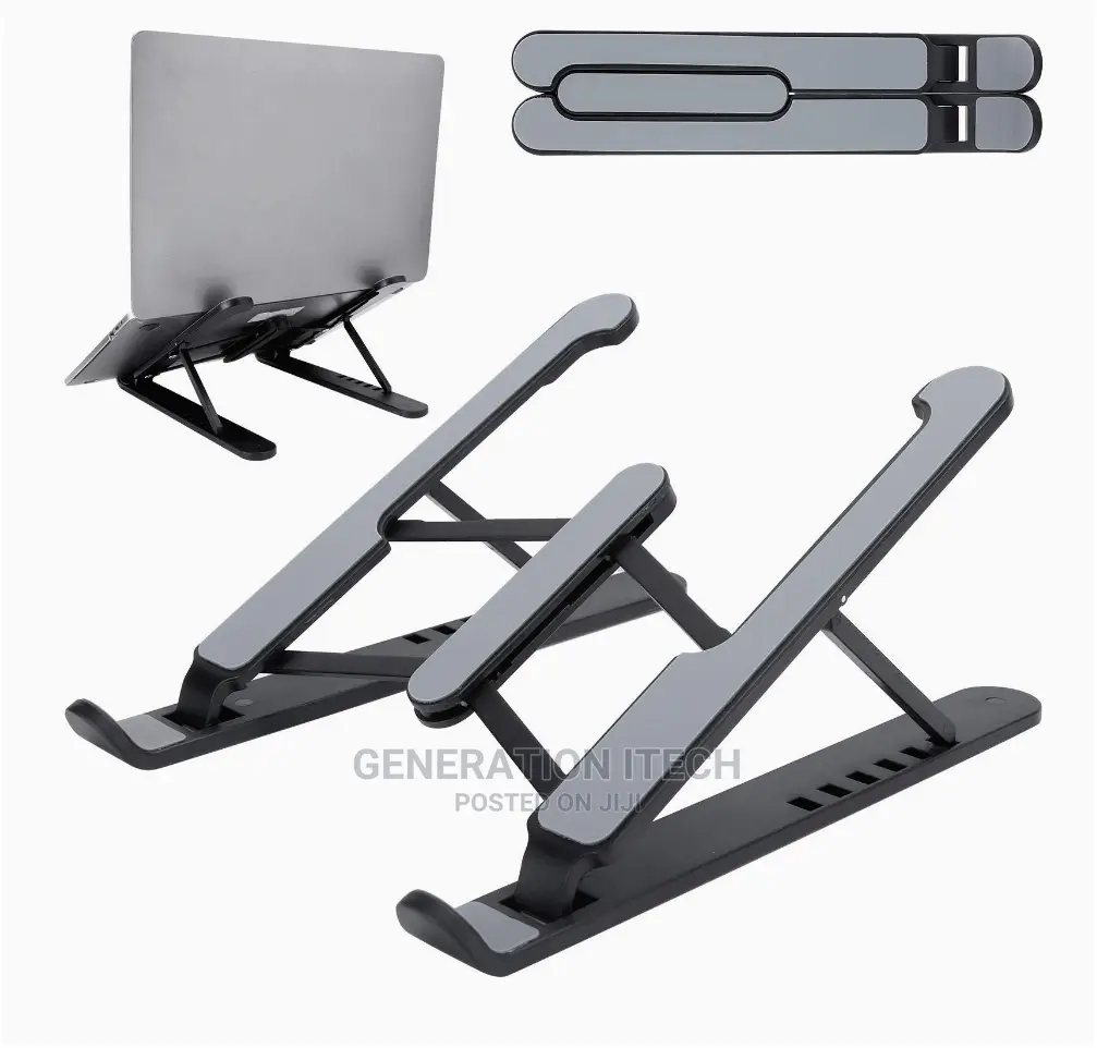 Multi Position Foldable Laptop Stand- Cooling Pads - Black
